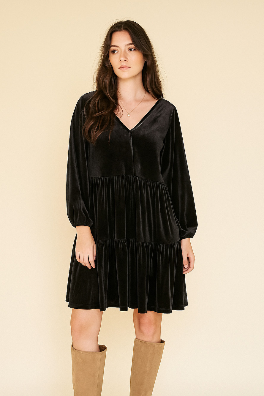 Gap Womens Velvet Dress Medium Tiered Whimsical Dark Romantic Boho Grunge